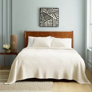 Quince Organic Ribbed Cotton King Coverlet - IVORY